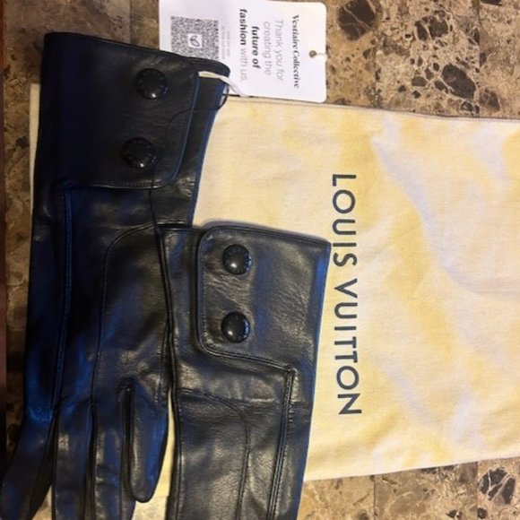 Louis Vuitton Leather Gloves - Women Sz Small- Black